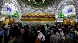 تزئین حرم امام علی(ع) در آستانه نیمه شعبان با شاخه های گل‌ طبیعی