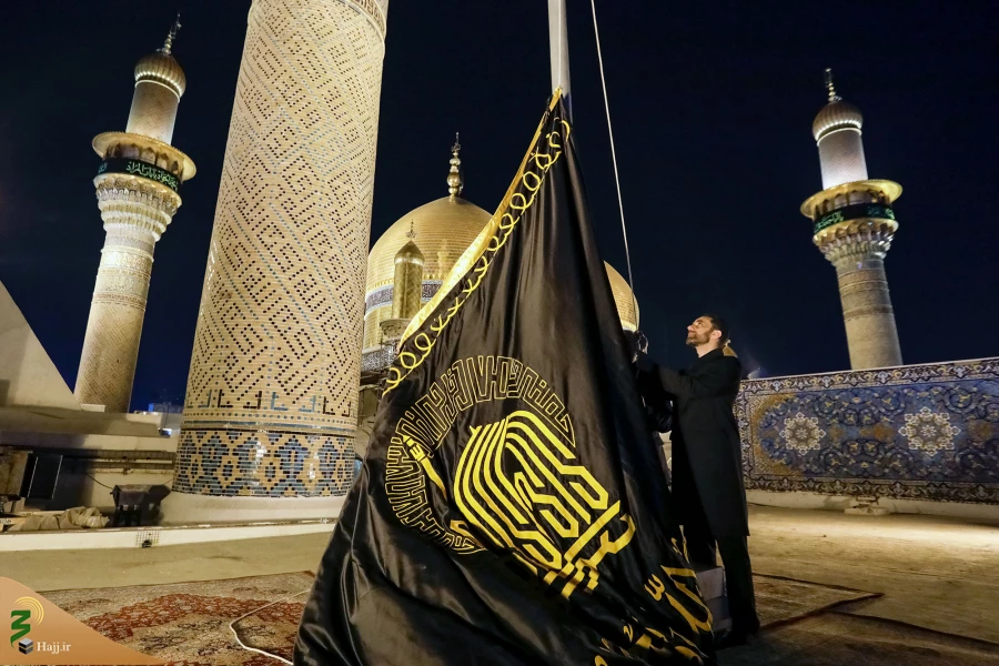 اهتزاز پرچم عزای گنبد بارگاه منور رضوی در کاظمین 2