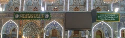 نصب کتیبه های سبز رنگ به مناسبت فرا رسیدن میلاد پیامبر اکرم (ص) و امام جعفر صادق(ع) در حرم امام حسین (ع) 5