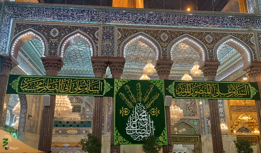نصب کتیبه های سبز رنگ به مناسبت فرا رسیدن میلاد پیامبر اکرم (ص) و امام جعفر صادق(ع) در حرم امام حسین (ع) 11