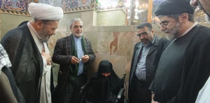 دیدار مسئول دفتر نمایندگی بعثه مقام معظم رهبری در عراق با مادر 4 شهید کرمانی در کربلا