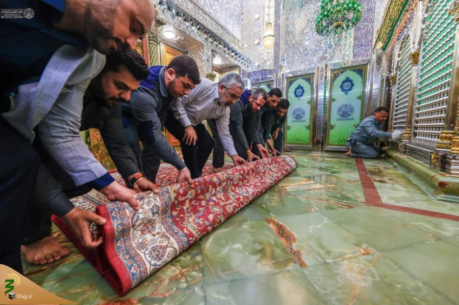 شست‌وشو و غبارروبی حرم مطهر امیر مؤمنان (ع)+عکس 5