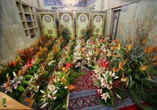 گل آرایی و آذین بندی حرم سیدالشهداء (ع) در آستانه میلاد امیر مؤمنان (ع) 4