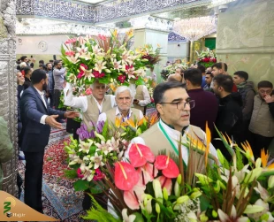 گل آرایی و آذین بندی حرم سیدالشهداء (ع) در آستانه میلاد امیر مؤمنان (ع) 8