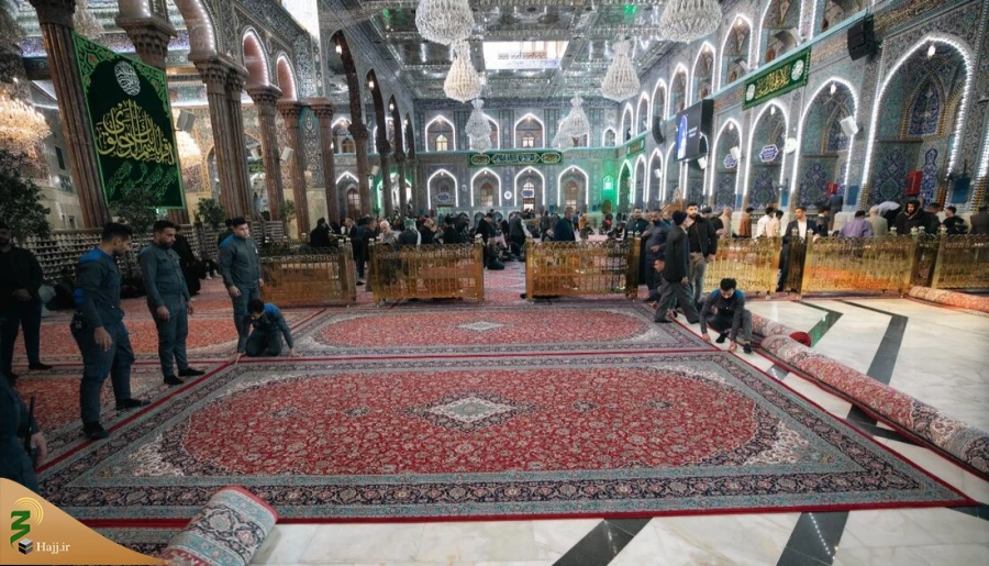 مفروش کردن صحن حضرت امام حسین (علیه السّلام) با بیش از ده هزار متر مربع از فرشهای فاخر 2
