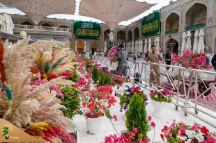 گل آرایی حرم امیر مؤمنان (ع) در آستانه میلاد امام حسن مجتبی(ع) 7