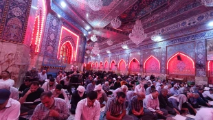 عزاداری زائران ایرانی در مراسم دعای ندبه خیمه گاه در شهادت حضرت جوادالائمه (ع)