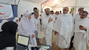 سرکشی مسئولان حج و زیارت از بیمارستان صحرایی مرکز پزشکی عرفه 4