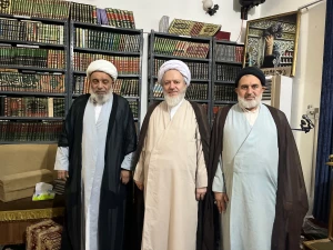 دیدار مسئول دفتر نمایندگی بعثه در نجف با آیت الله شیخ محمد السند از مراجع دینی در نجف 