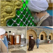 دیدار مسئول دفتر نمایندگی بعثه در نجف اشرف با آقای سید مؤید حکیم تولیت امامزاده ابراهیم غمر علیه السلام 3
