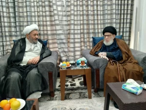 دیدار مسئول دفتر نمایندگی بعثه در عراق با آیت الله قزوینی از علمای برجسته کربلا