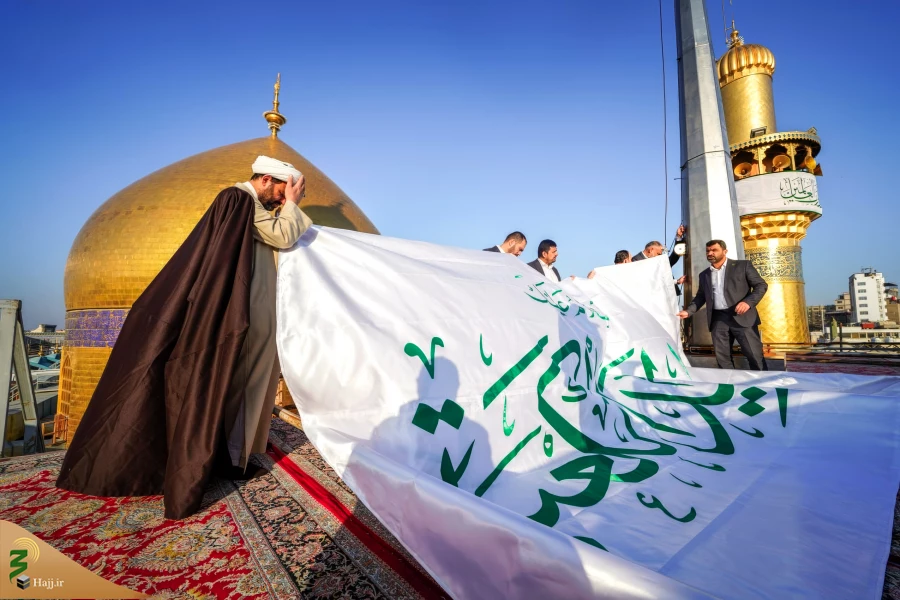 برافراشته شدن پرچم جدید بر فراز گنبدحرم امیرالمؤمنین علی علیه‌السلام 10
