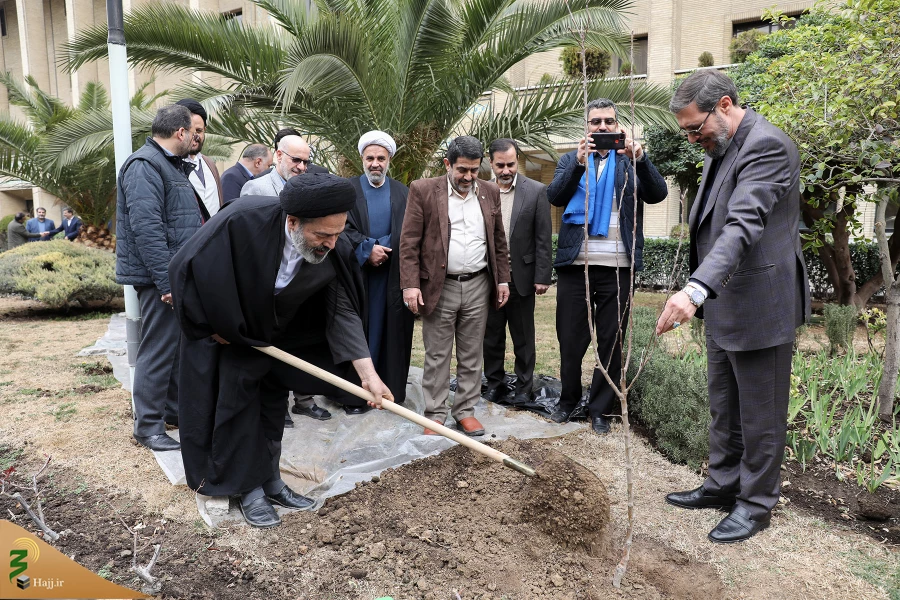 از سوی سرپرست حجاج ایرانی و رئیس سازمان حج انجام شد:

کاشت دو اصله نهال مثمر در فضای سبز سازمان حج 4