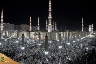 اقامه نماز تهجد در شب بیست و هفتم ماه مبارک رمضان در مسجد النبی(ص) + تصاویر 3