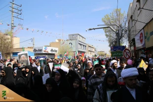 حضور نماینده ولی فقیه در امور حج و زیارت در راهپیمایی روز جهانی قدس قم 9