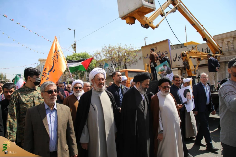 حضور نماینده ولی فقیه در امور حج و زیارت در راهپیمایی روز جهانی قدس قم 10