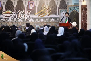 Head of the Iranian pilgrims among the elite female pilgrims: Palestinian mothers, like Hagar, are patient in the martyrdom of their Ismails