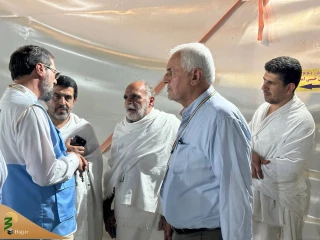 بازدید میدانی مدیران بعثه و سازمان حج از چادر حجاج ایرانی در شب عرفه