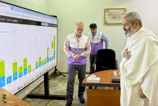 رئیس بعثة الحجاج الإیرانیین یتفقد غرفة التحکم فی نقل الحجاج الإیرانیین إلى المشاعر المقدسة/ عملیات النقل مستمرة بانتظام 4